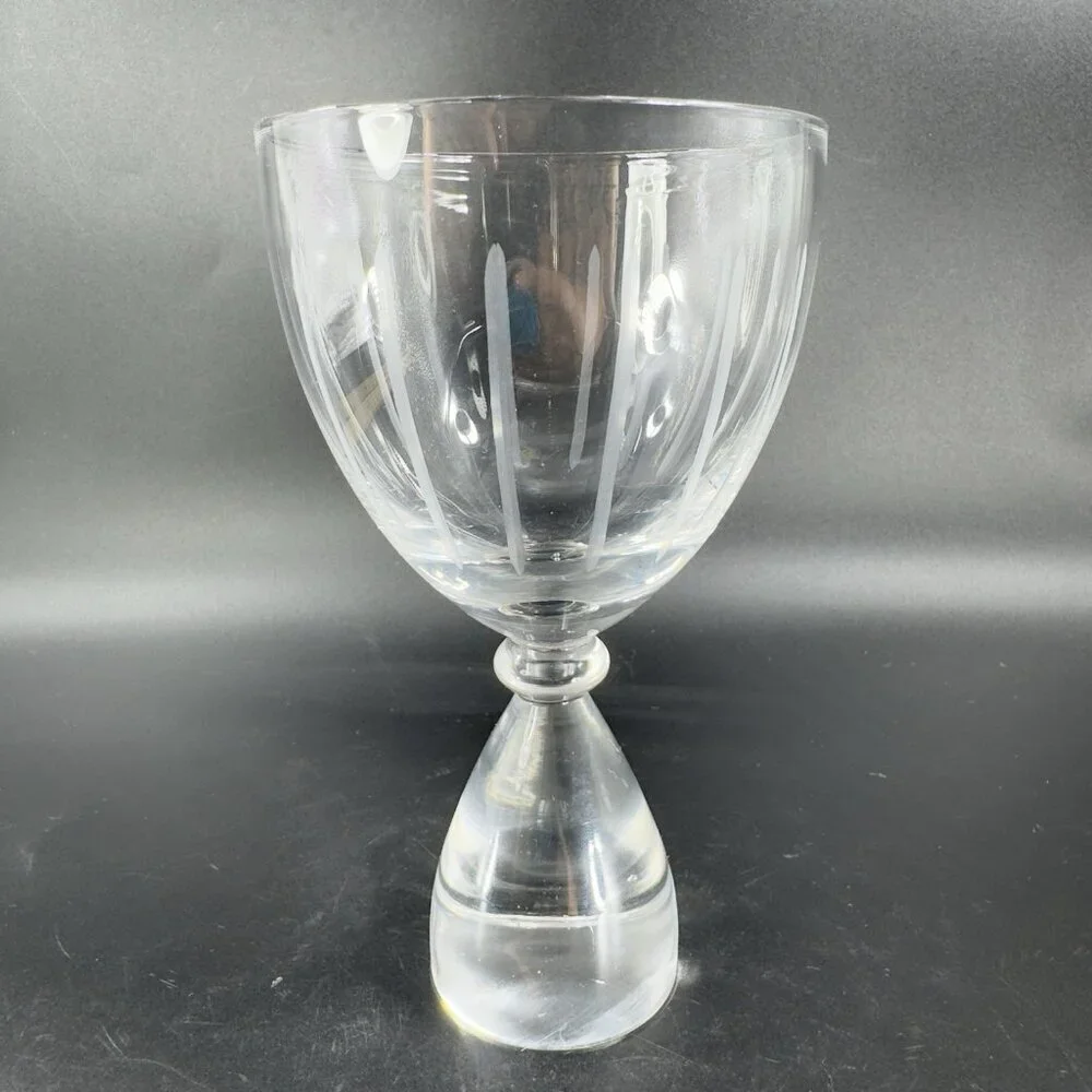 Vintage Clear Etched Glasses Drinking Cups‎ Set 2 Elegant Crystal Glass Barware